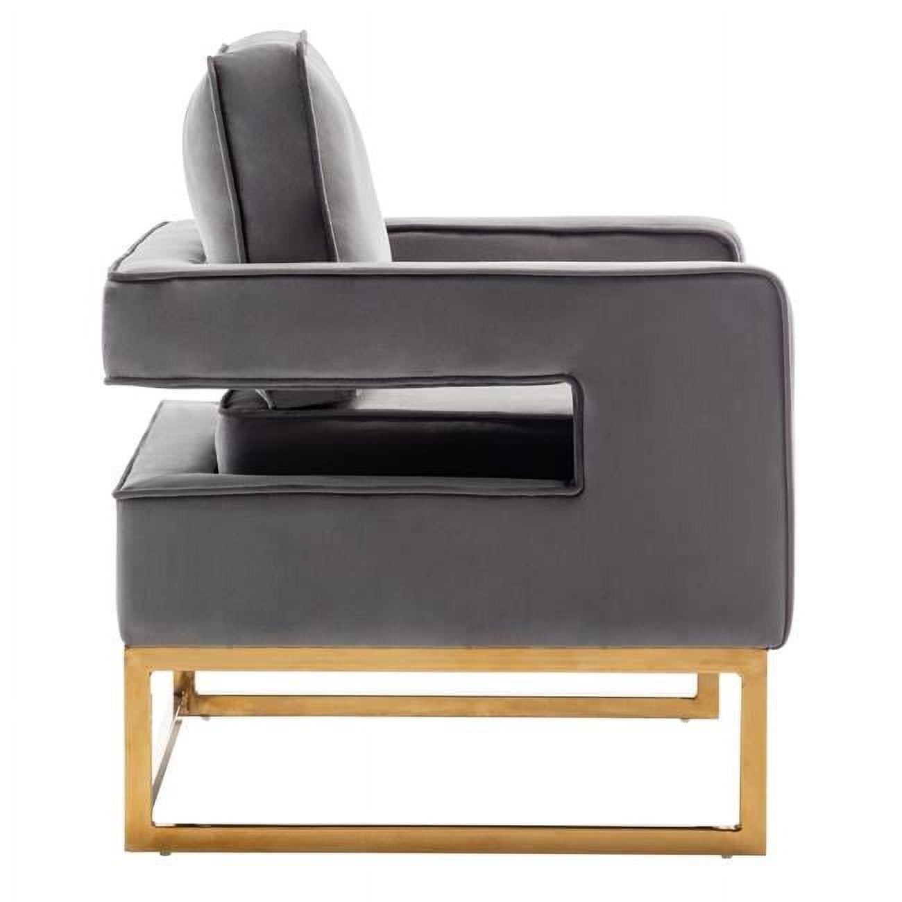 Elegant Gray Velvet Accent Chair with Gold Chrome Base