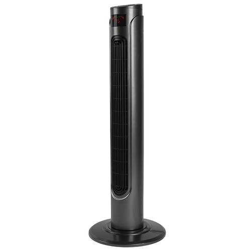 36 Inch Black Remote Controlled Oscillating Tower Fan