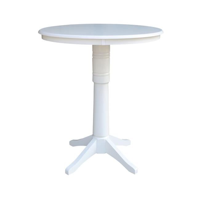 36" Round White Painted Wood Bar Height Table