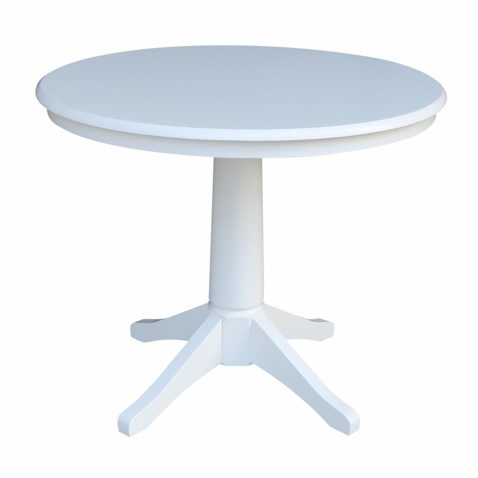 36" Round White Painted Wood Pedestal Dining Table