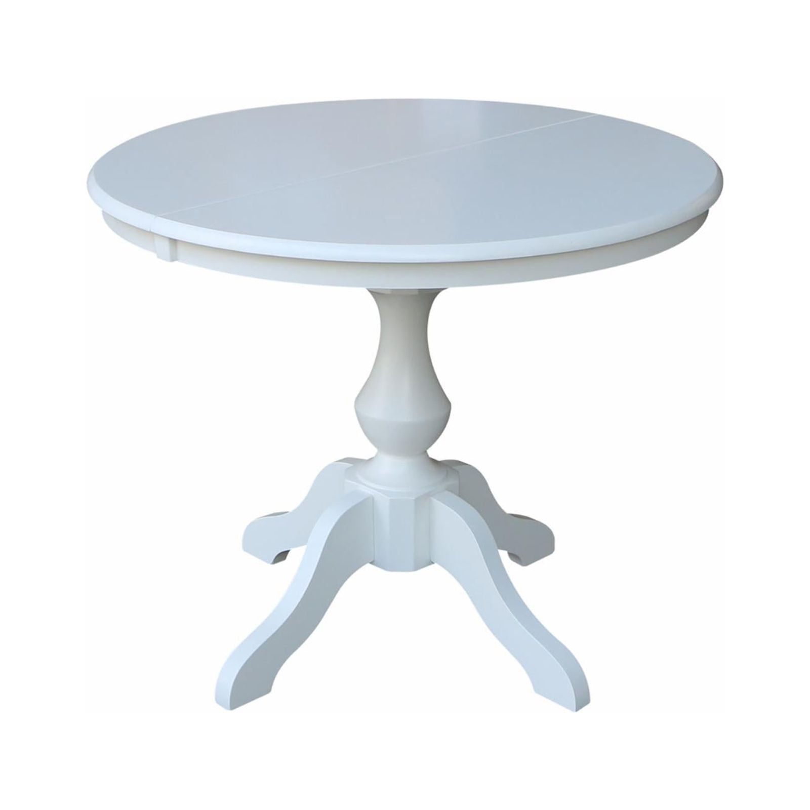 Elegant Farmhouse 50'' Round White Wood Extendable Dining Table