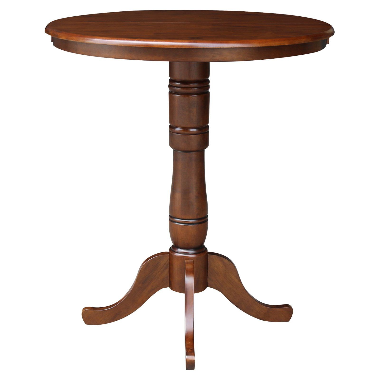 Espresso 36" Round Extendable Wood Bar Height Table