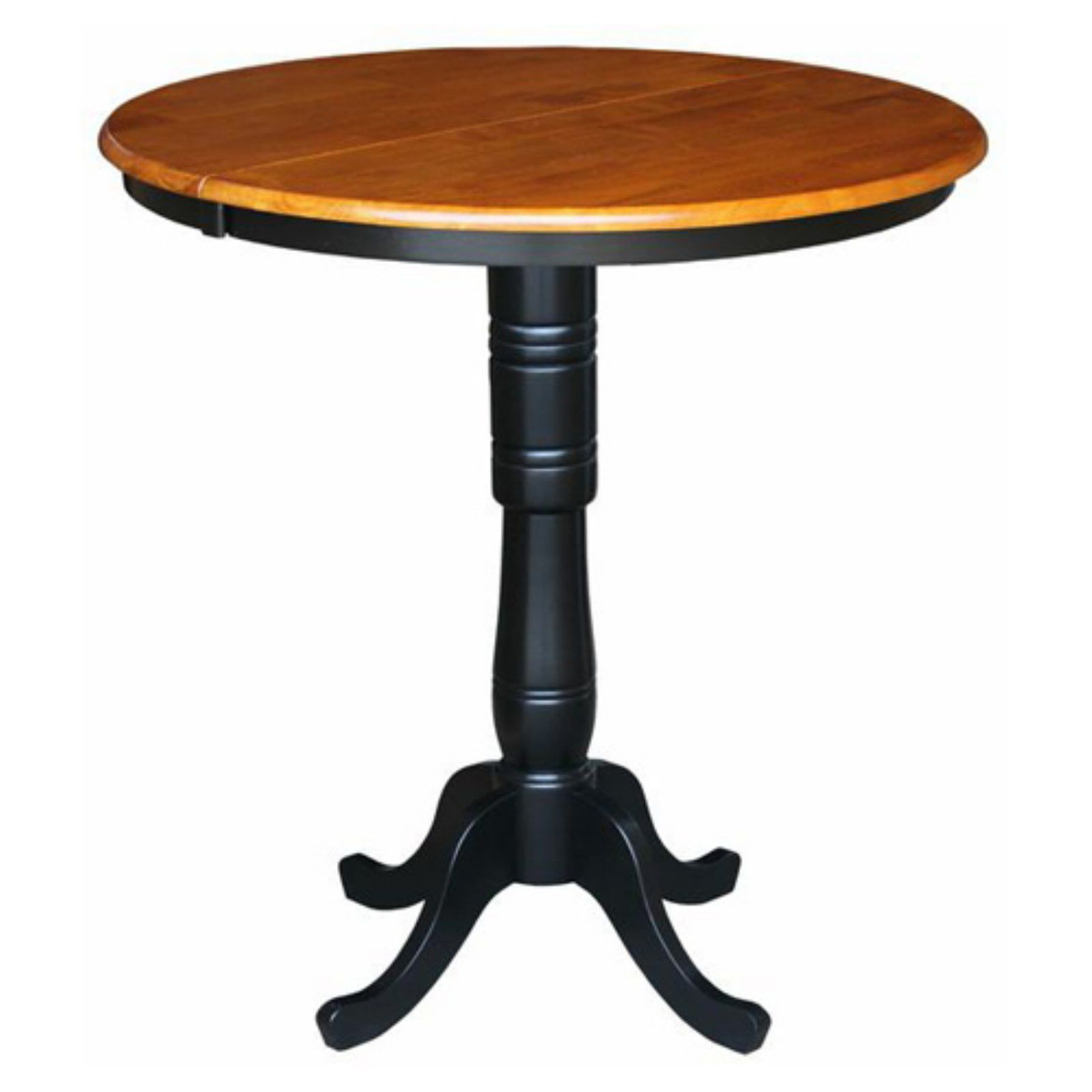 Round Black and Cherry Extendable Wood Bar Height Table