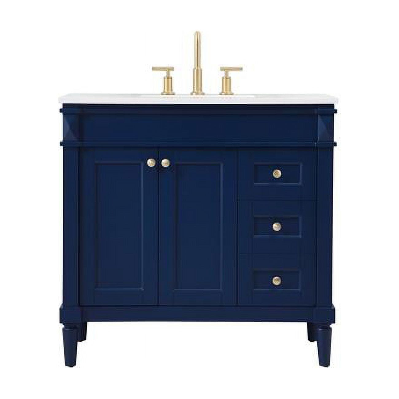 Blue 36" Single Bathroom Vanity with Marble Top