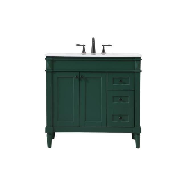 Bennett 36" Green Single Bathroom Vanity with Quartz Top