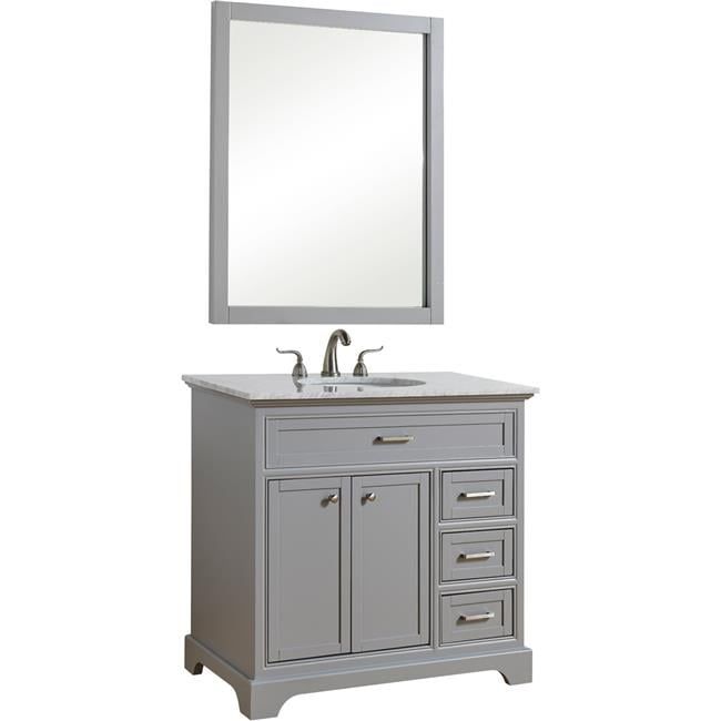 Light Grey 36" Single Vanity Set with Carrara Marble Top