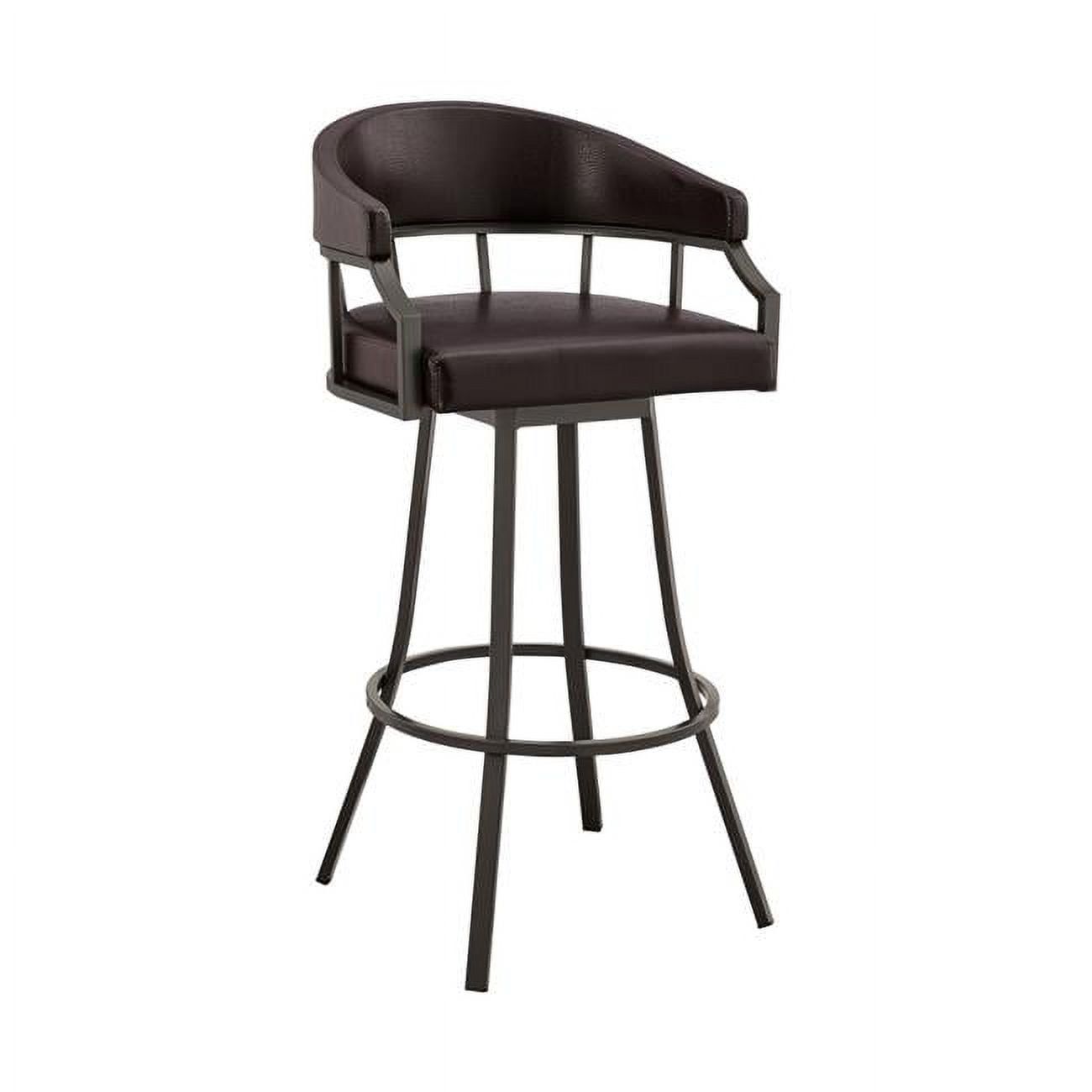 36" Brown Faux Leather and Iron Swivel Counter Stool