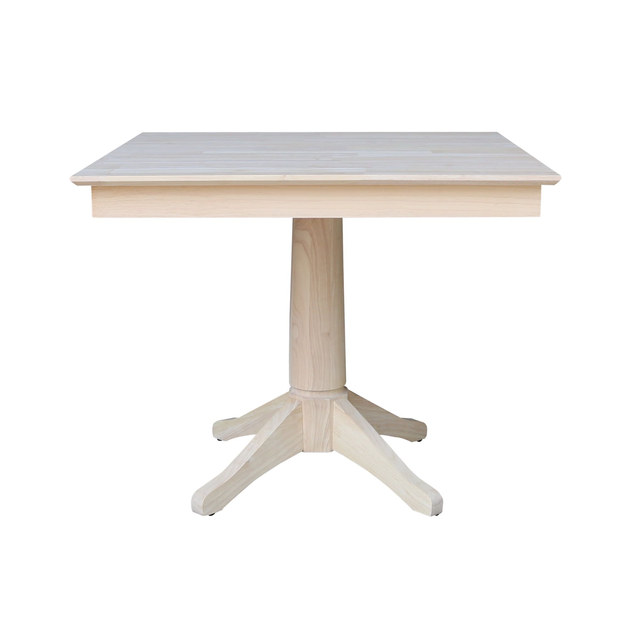 Elegant Solid Wood Square Pedestal Dining Table in Natural Finish