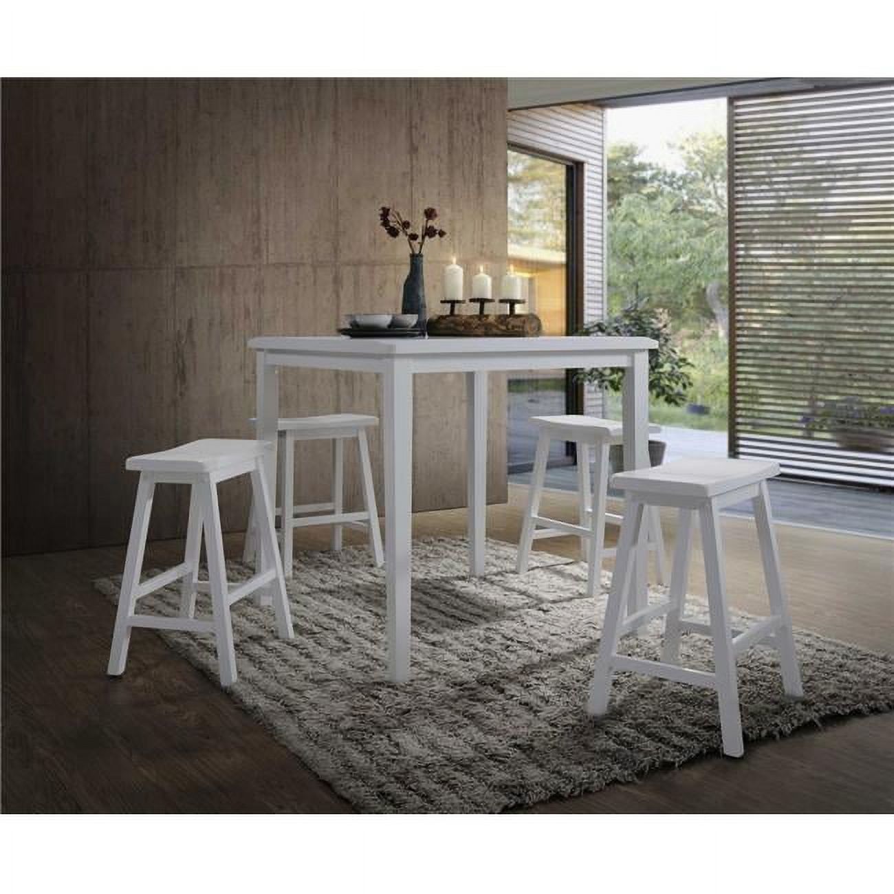 White Rubber Wood and MDF Counter Height Dining Set