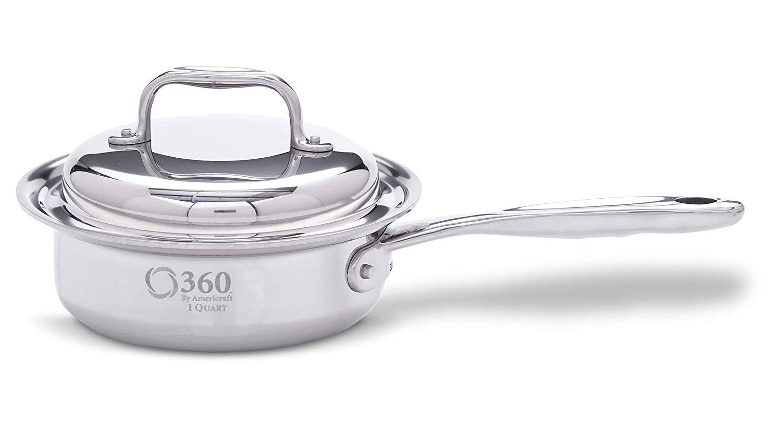 360 Cookware Stainless Steel 1 Quart Saucepan with Cover