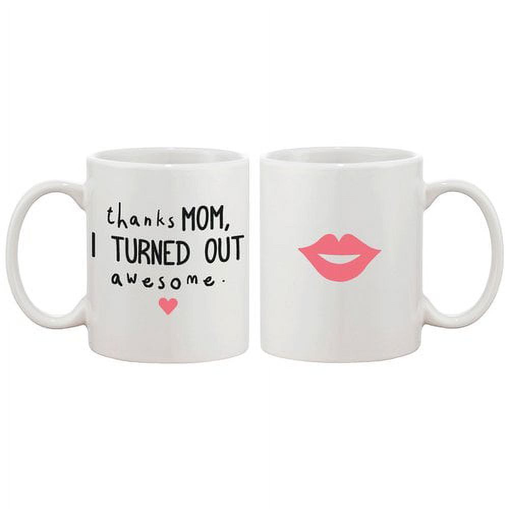 White Ceramic Mother's Day Coffee Mug with Pink Lips