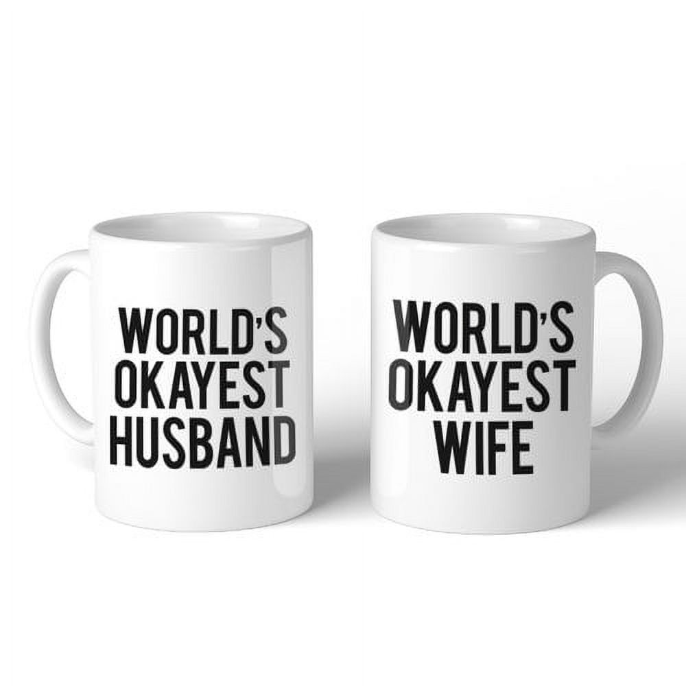 World's Okayest Husband and Wife White Ceramic Mug Set