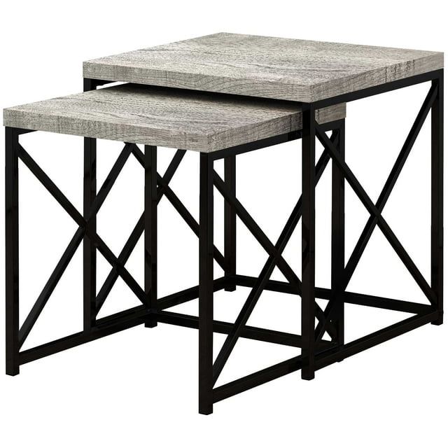 Contemporary Grey & Black Metal Nesting Table Set