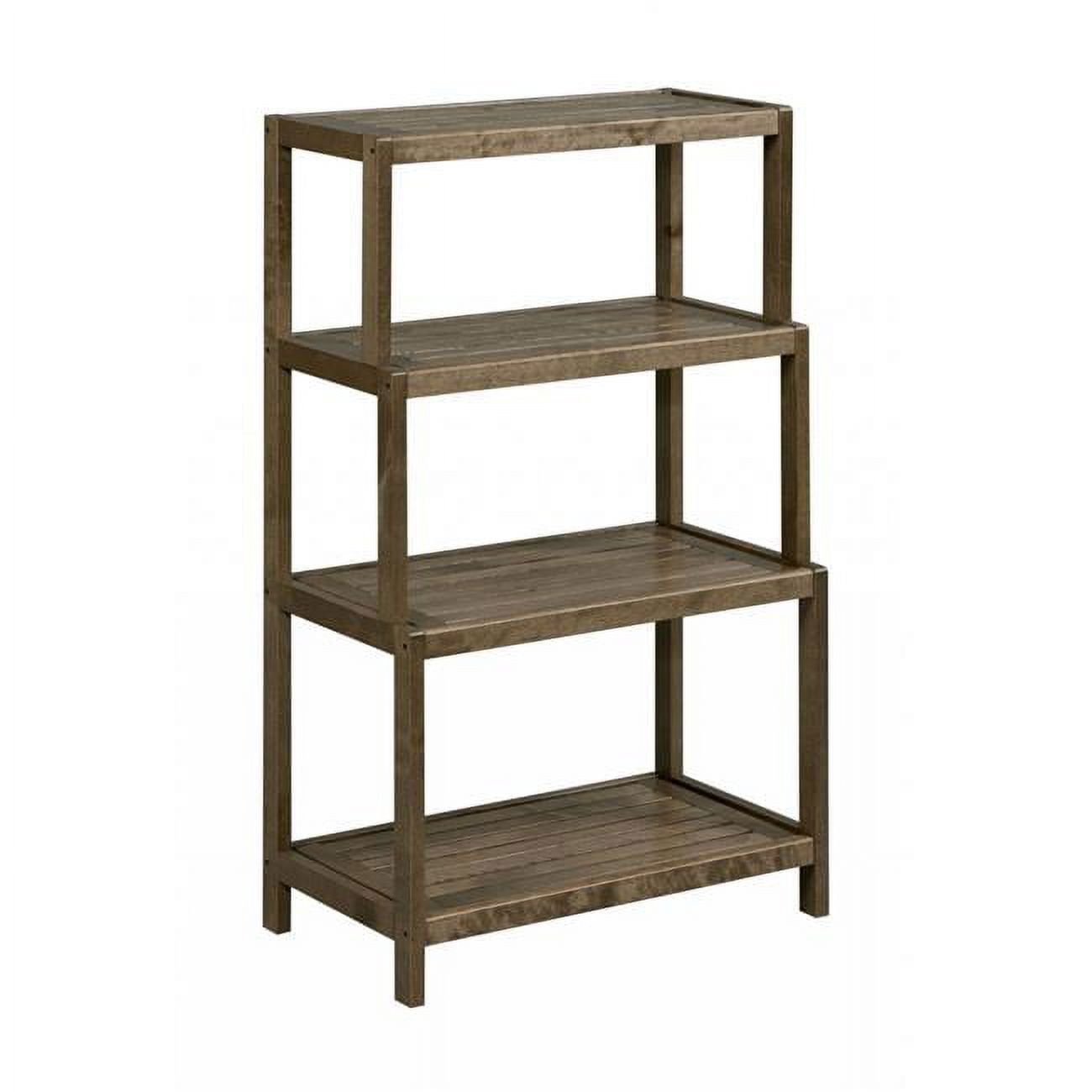 Espresso Solid Wood 4-Tier Bookcase for Timeless Elegance