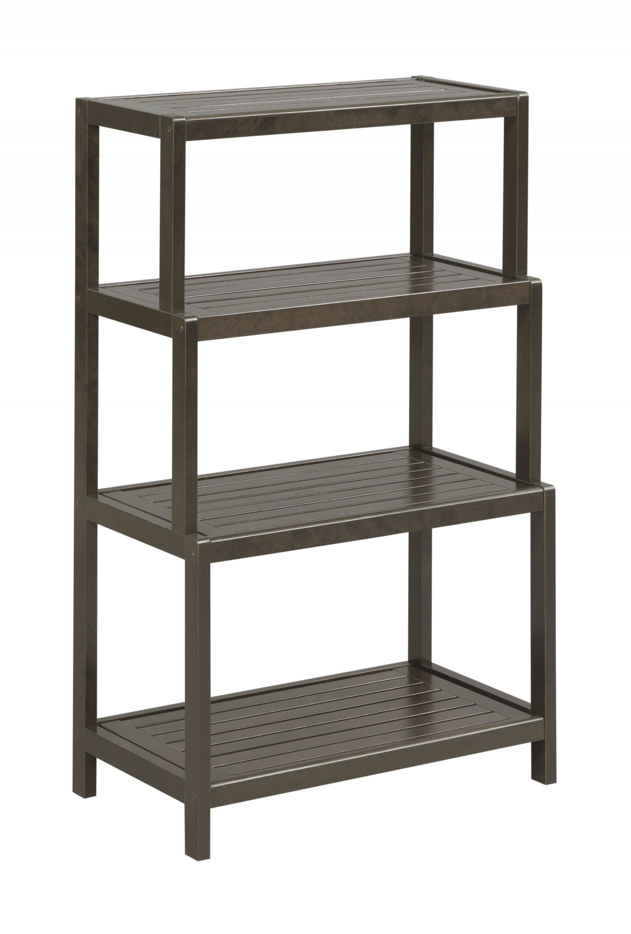 Espresso Solid Wood 4-Tier Step Back Bookcase 37"