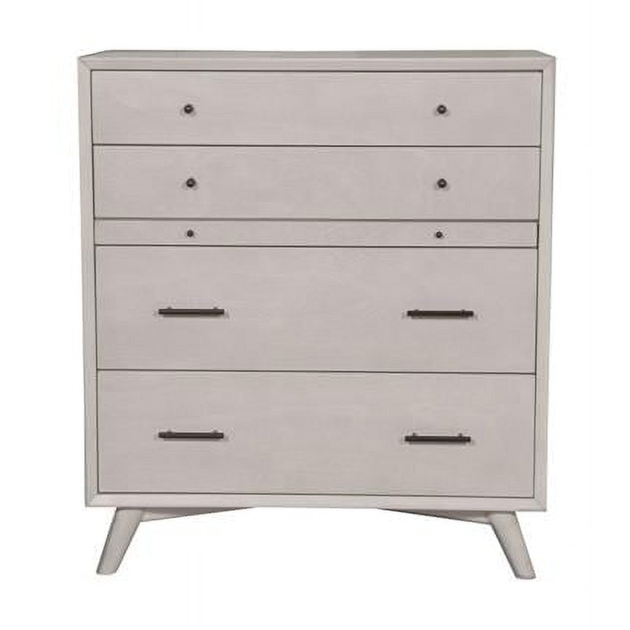 Gray Solid Wood Vertical Chest with Felt Lined Drawers