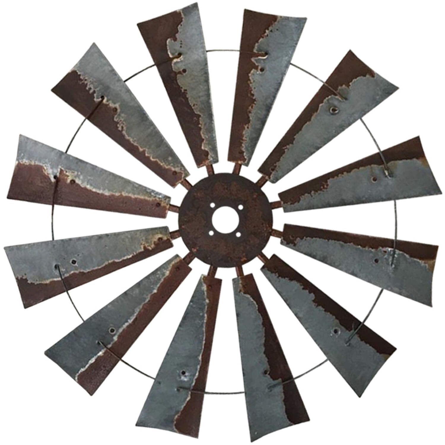 38-Inch Rustic Metal Windmill Wall Sculpture