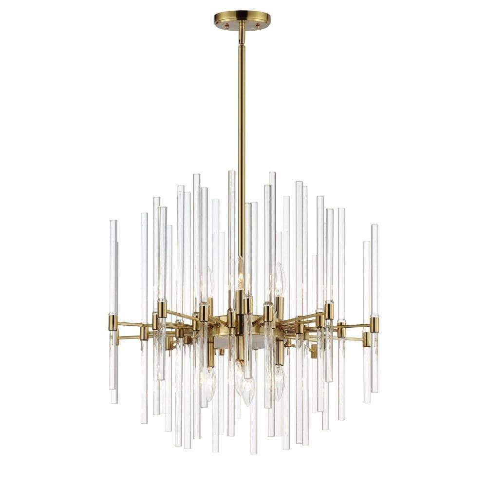 Heritage Brass and Clear Glass 8-Light Mini Chandelier