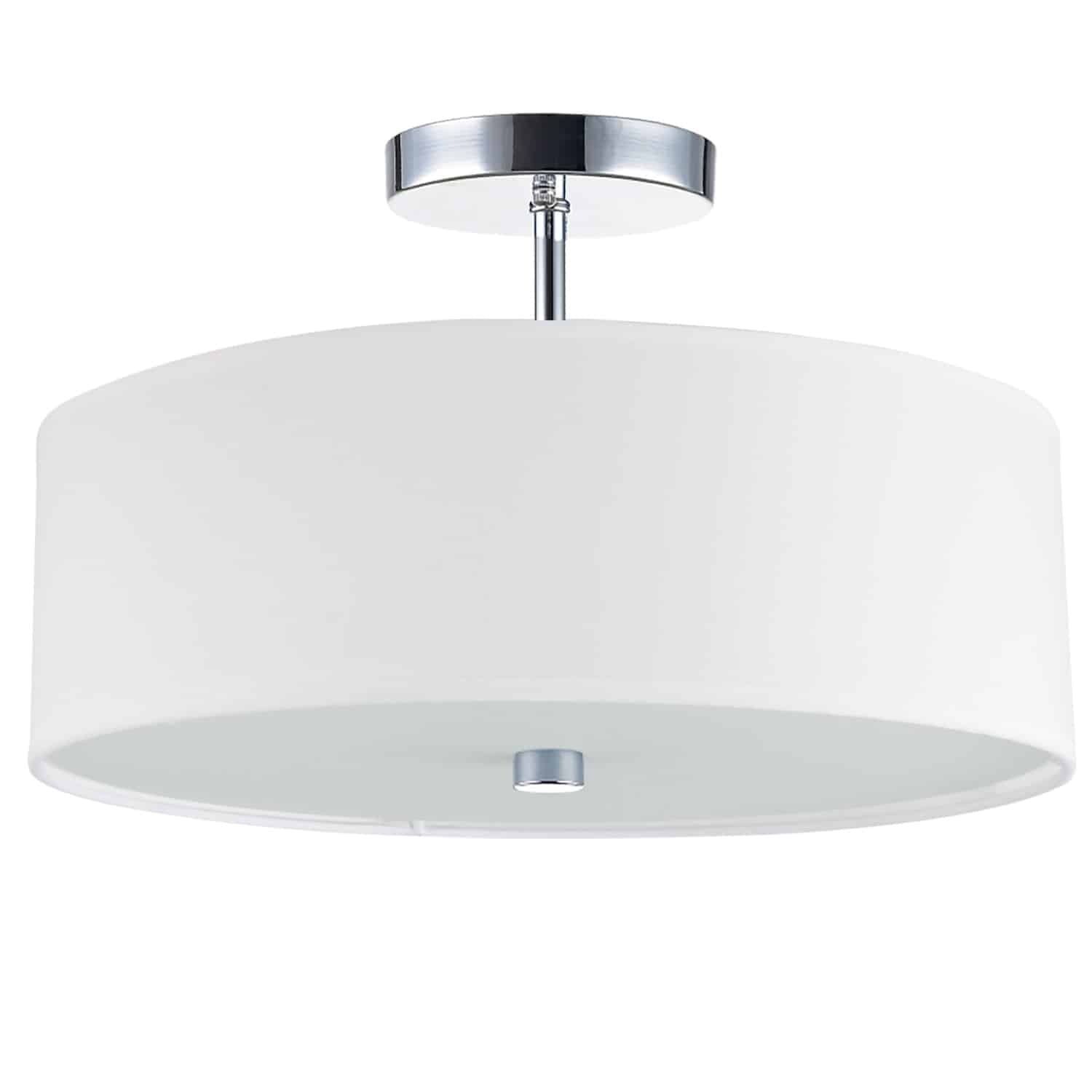 Everly Aged Brass 14'' Drum Semi-Flush Mount with White Shade