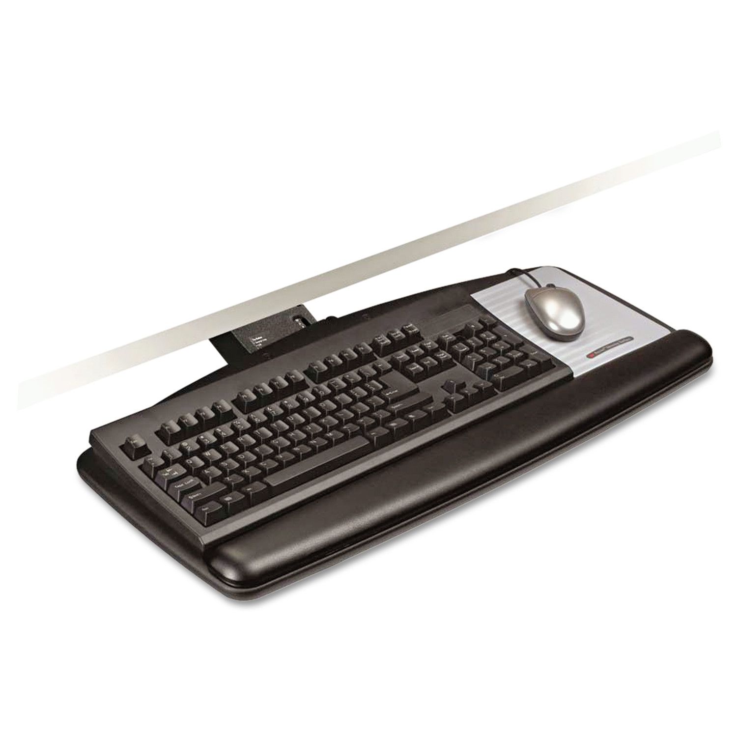 Black Adjustable Sit/Stand Keyboard Tray with Gel Wrist Pad