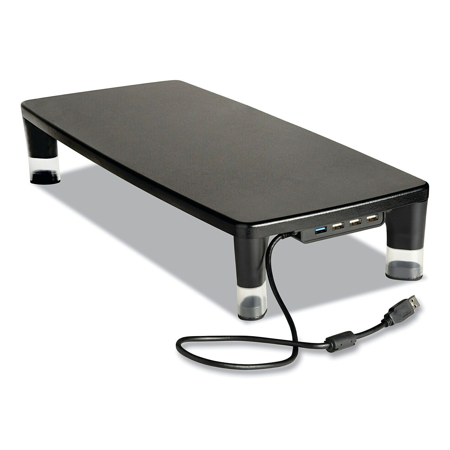 Adjustable Black and Clear Monitor Stand with USB Hub