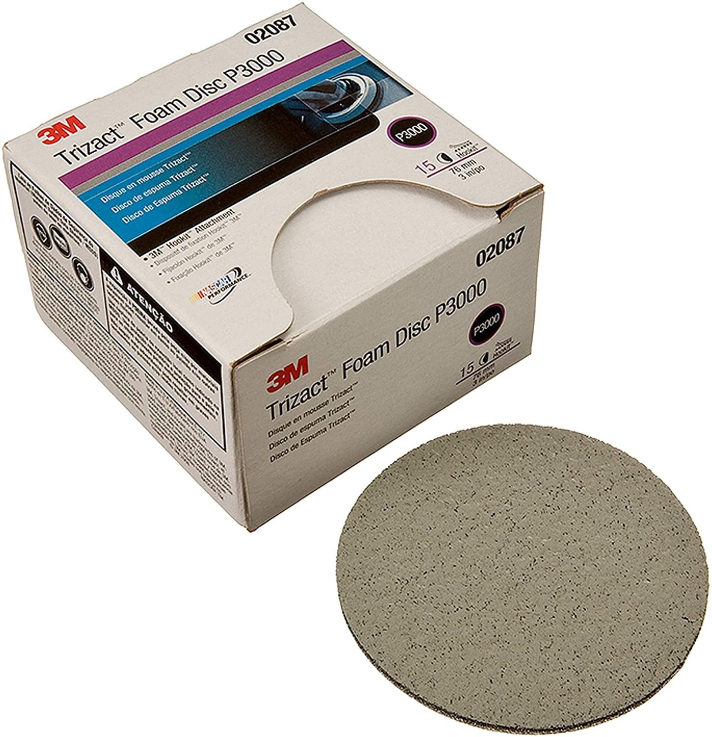 3M Trizact Hookit 3-Inch P3000 Foam Disc, 15-Pack