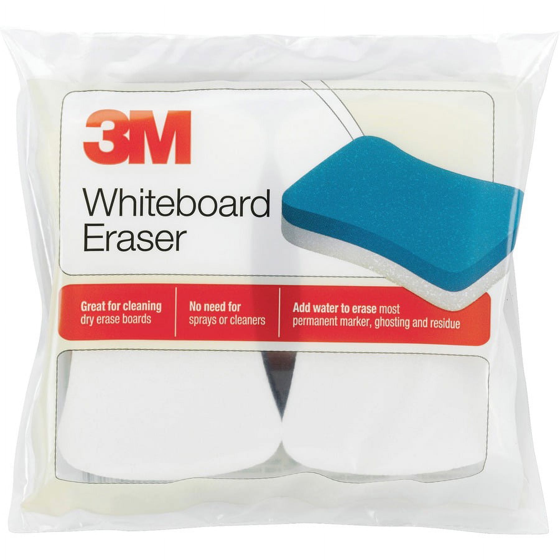 3M White and Blue Whiteboard Erasers, 5" x 3", 2-Pack