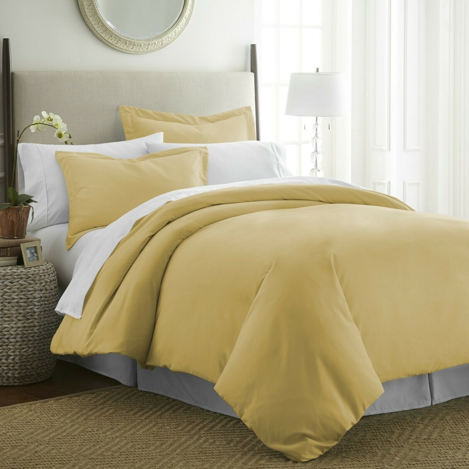 Mustard Microfiber King/CalKing Duvet Cover Set with Shams