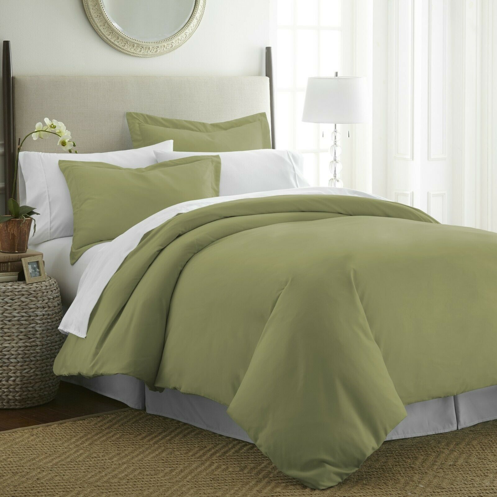 Green Ultra-Soft Microfiber Full/Queen Duvet Cover Set