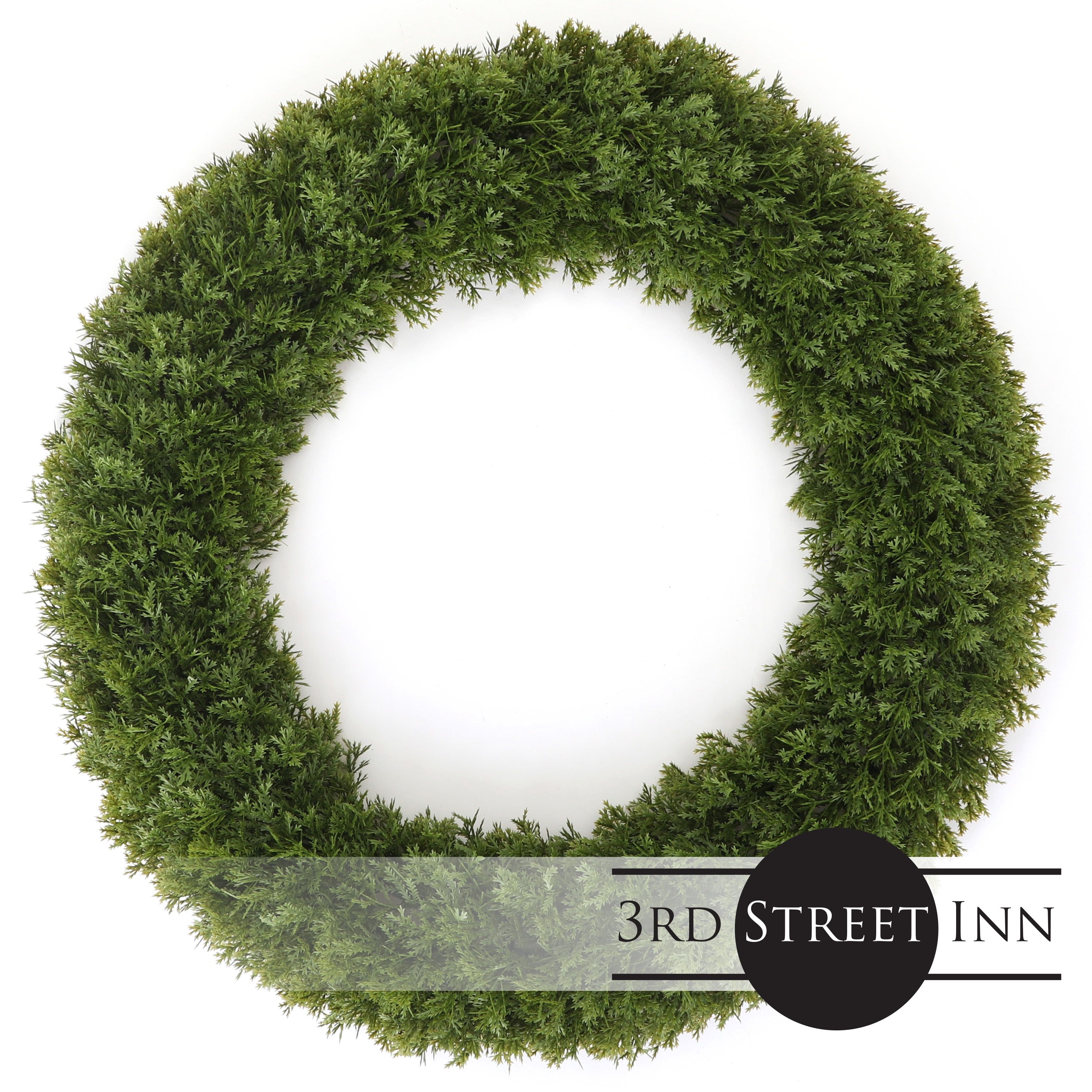 20.5" Green Cypress Front Door Wreath with Realistic Foliage