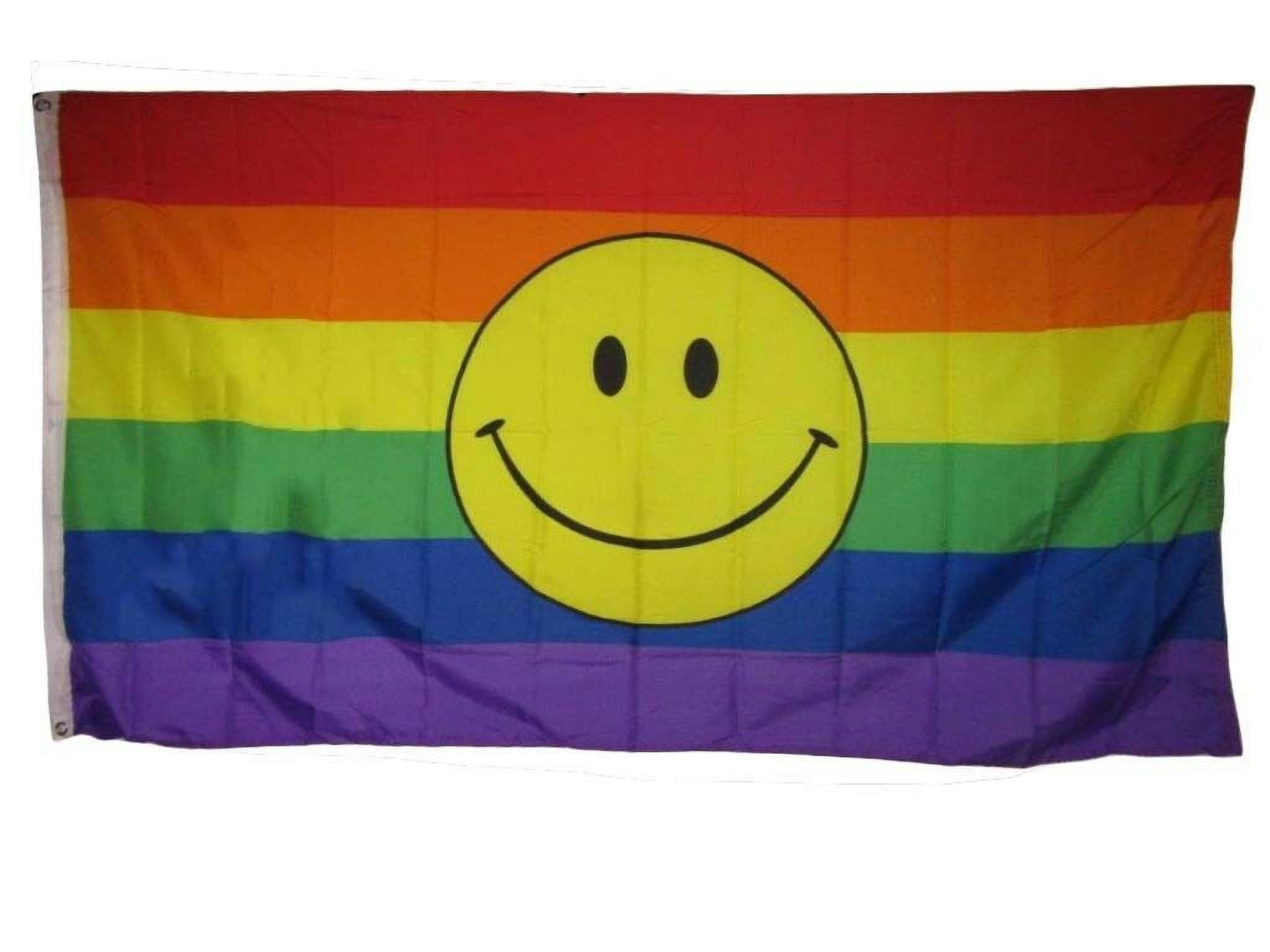 3x5 Rainbow Happy Face Polyester Pride Flag