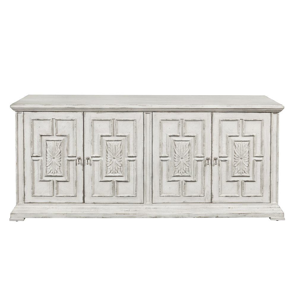 Chalky White 4-Door Maple Wood Entertainment Credenza