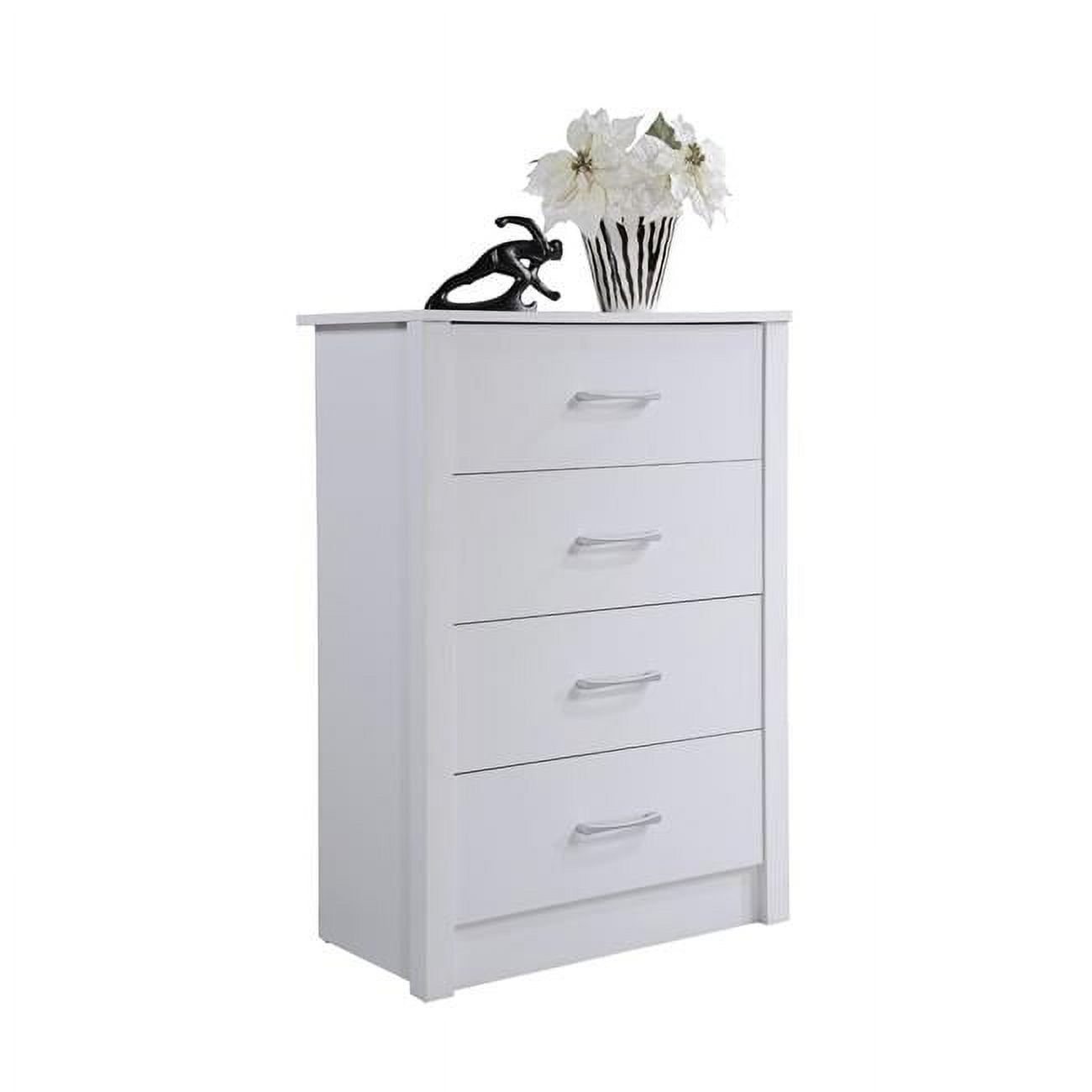 Sleek White 4-Drawer Chest with Soft Close and Roller System