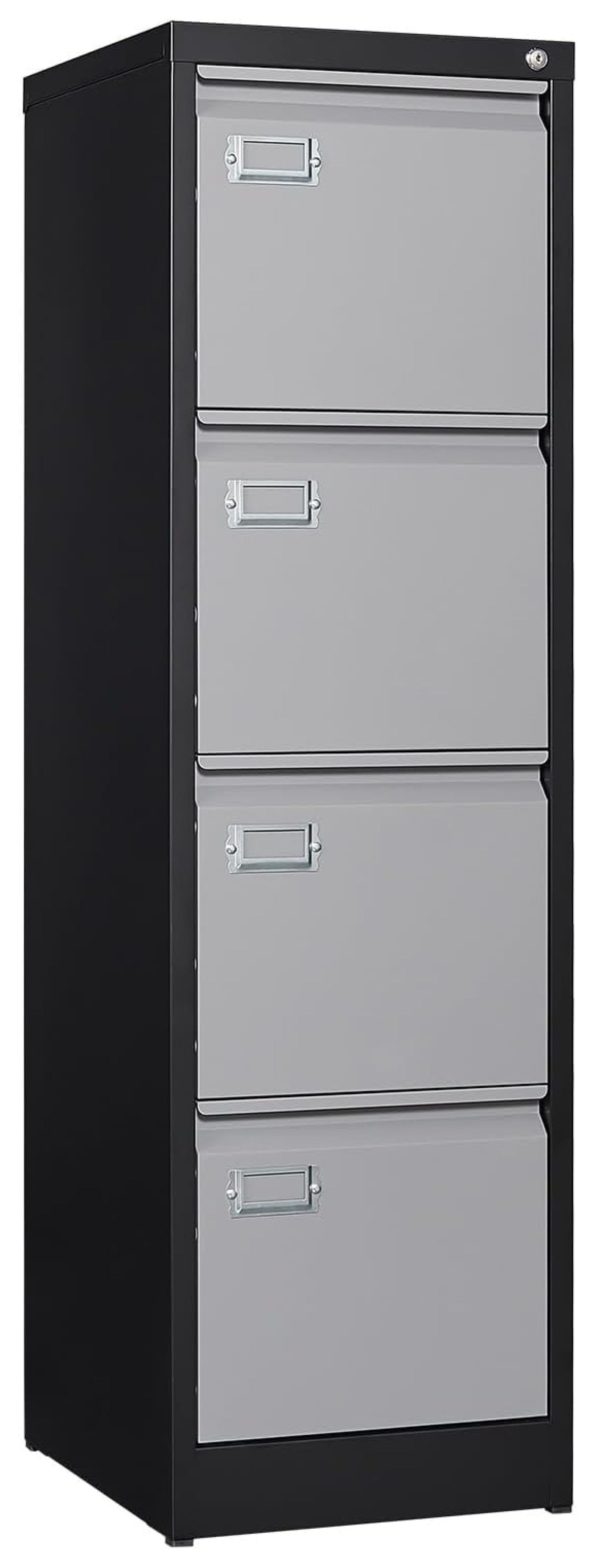 Black Metal 4-Drawer Lockable Vertical Filing Cabinet