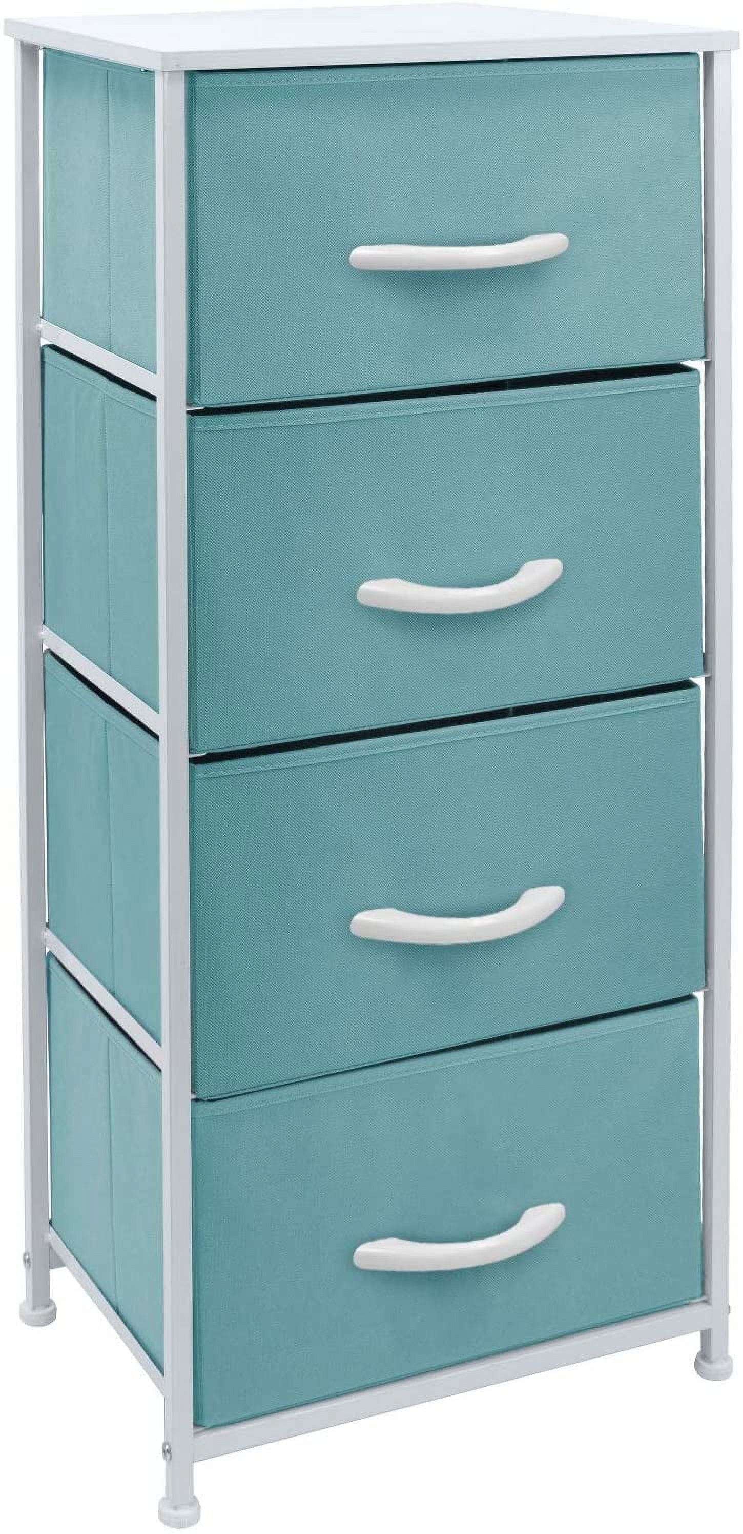 Aqua 4-Drawer Vertical Fabric Dresser with Handles