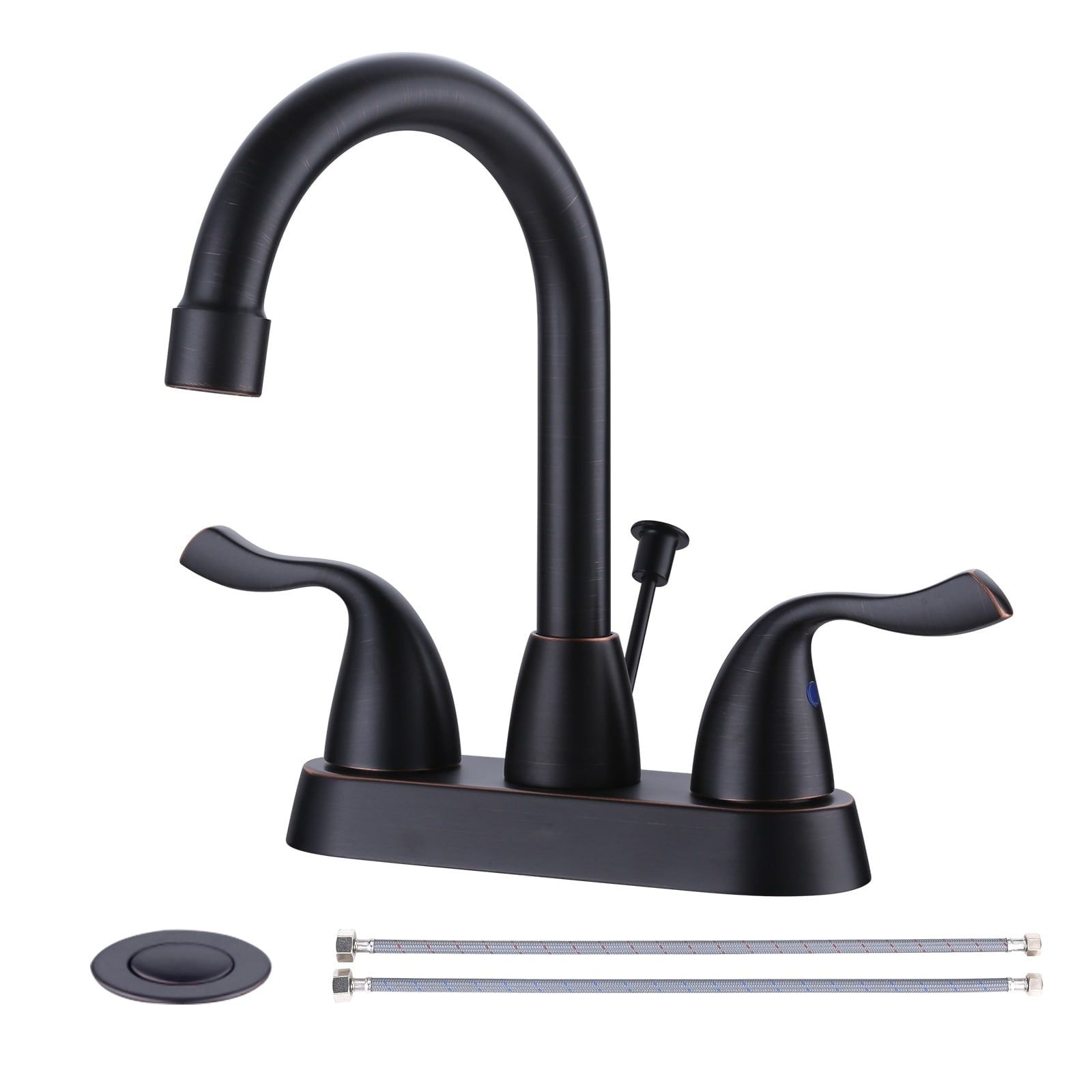 Oil Rubbed Bronze 4-Inch Centerset Bathroom Faucet with Dual Handles