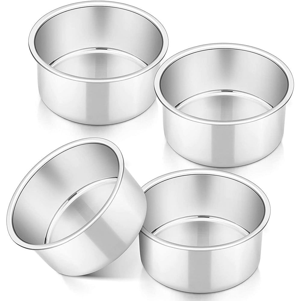 4 Inch Stainless Steel Round Mini Cake Pans Set of 4