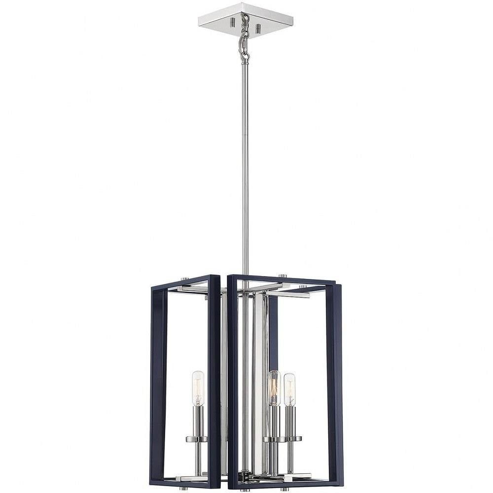 Champlin Navy and Polished Nickel 4-Light Pendant