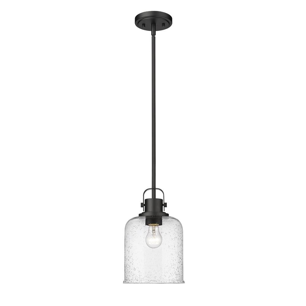 Prescott Matte Black 4-Light Industrial Pendant with Clear Glass Shade