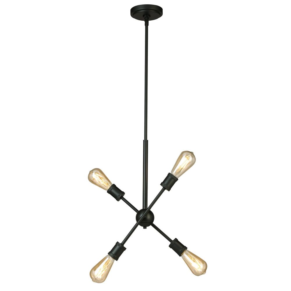 Etris Row Aged Brass and Black Globe 4-Light Pendant