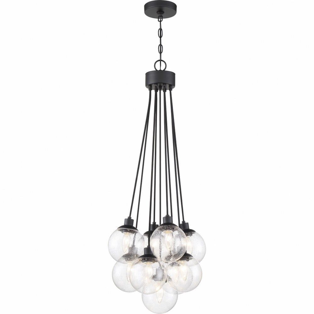 16" Black Glass Globe Modern Pendant Light