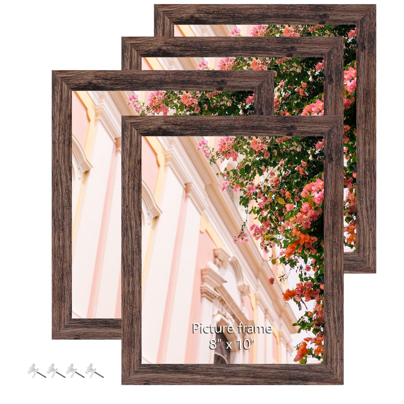 Rustic Brown 8x10 MDF Picture Frame Set with Glass