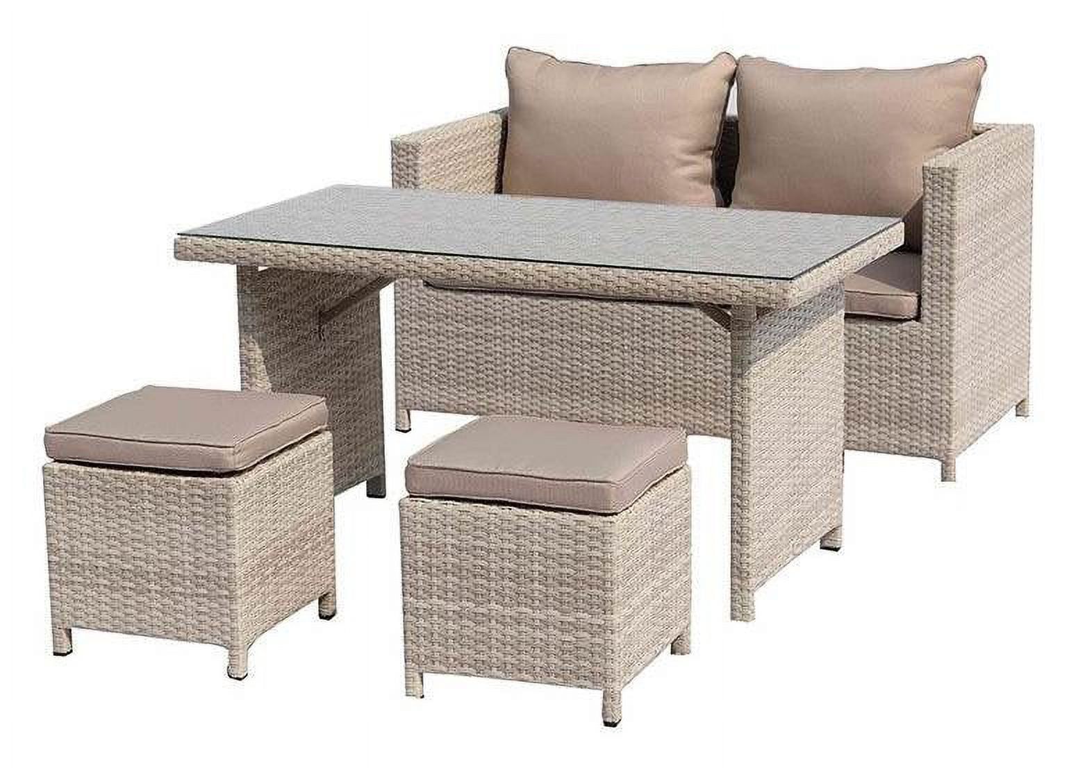 Elegant 4-Piece Beige Wicker & Aluminum Outdoor Dining Set