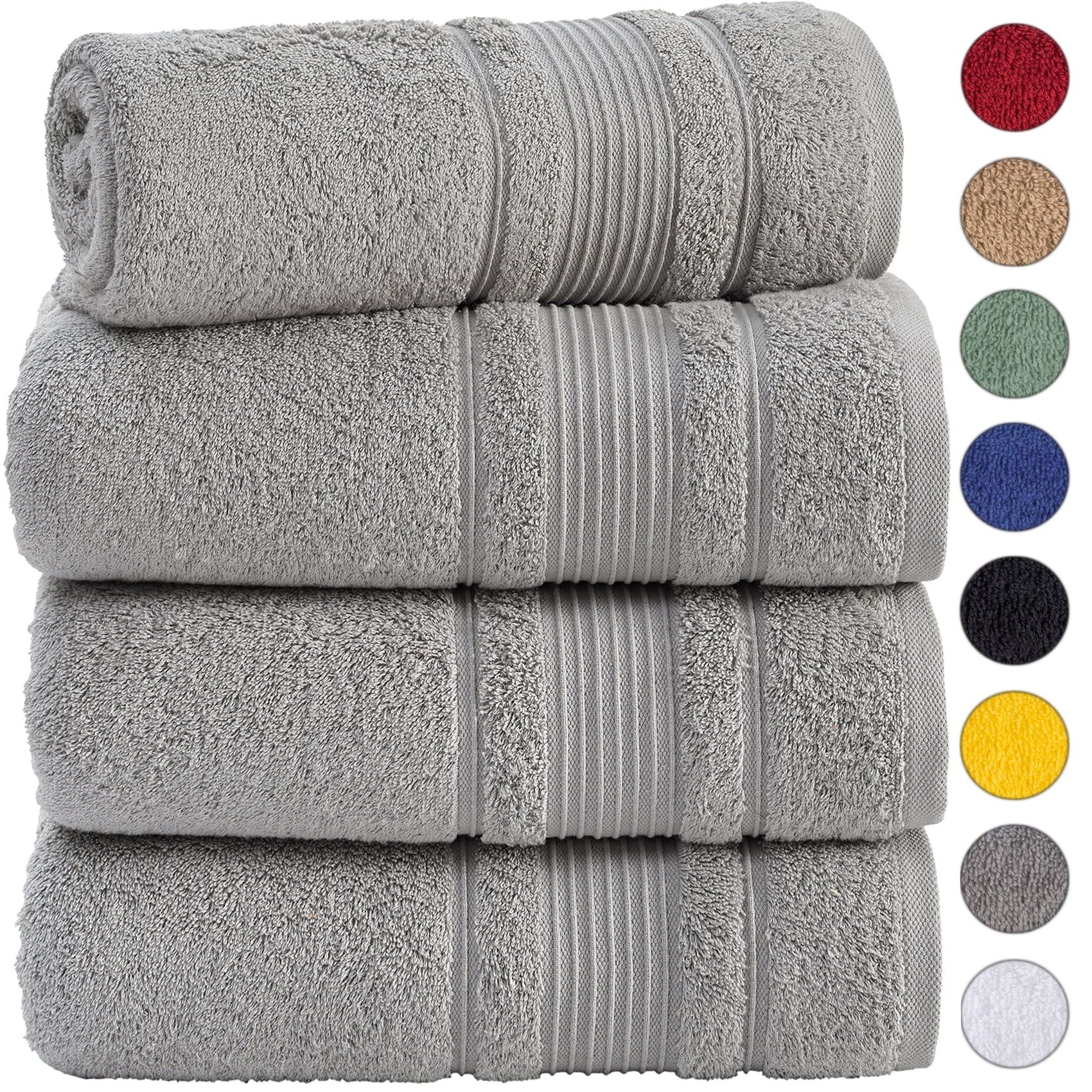 Gray 4-Piece Turkish Cotton Bath Towel Set