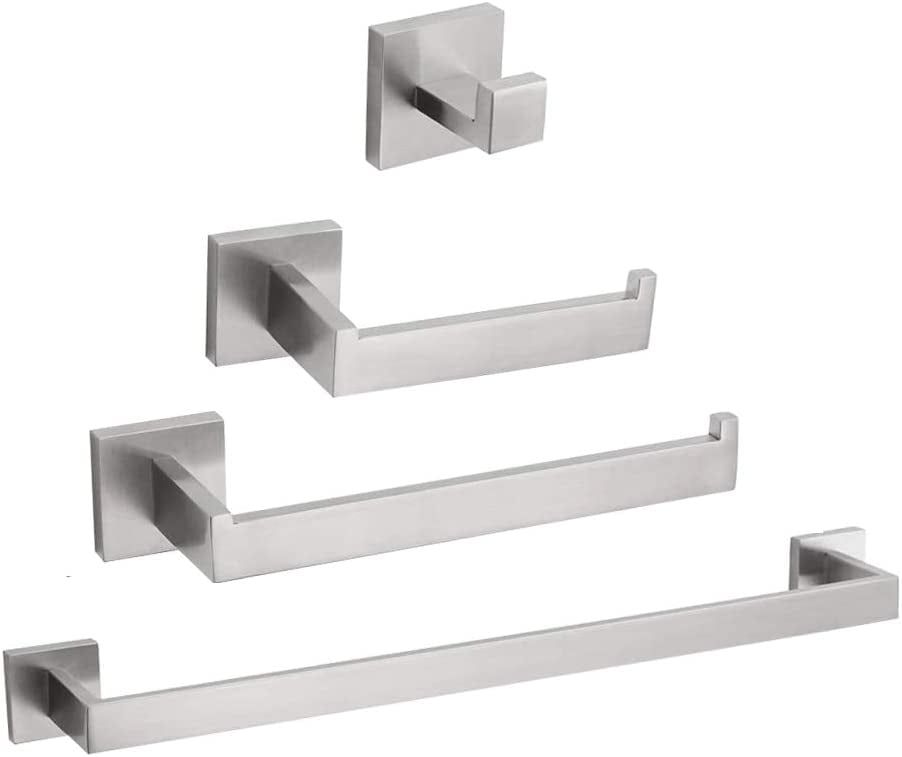 Brushed Nickel 4-Piece Stainless Steel Bathroom Hardware Set