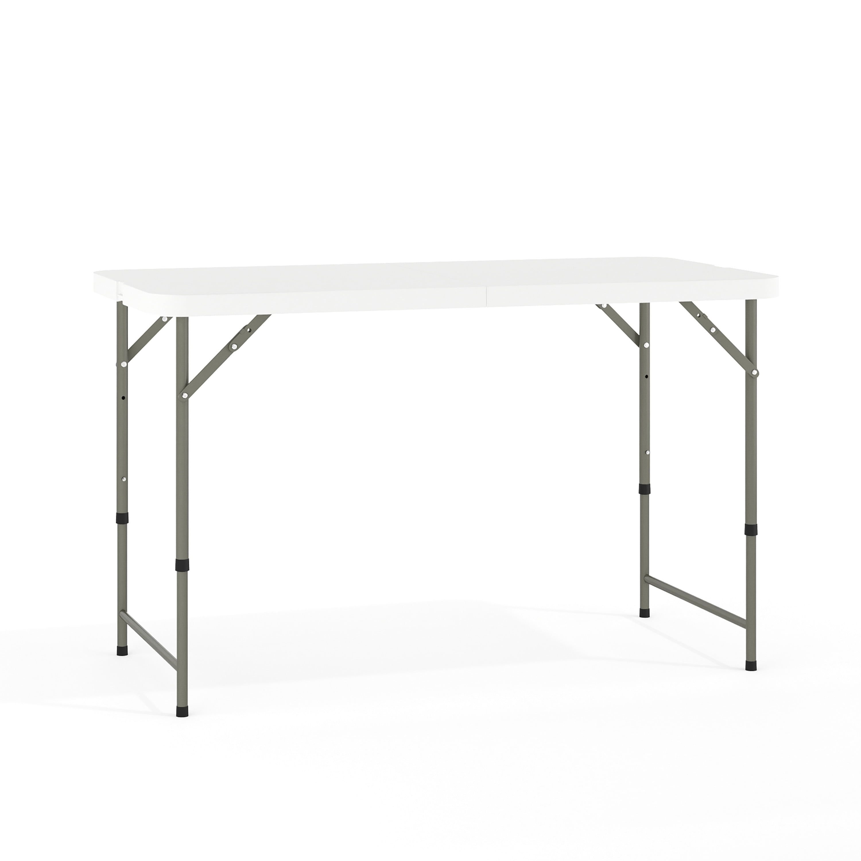 47.6" Gray Metal Adjustable Folding Table with Handle