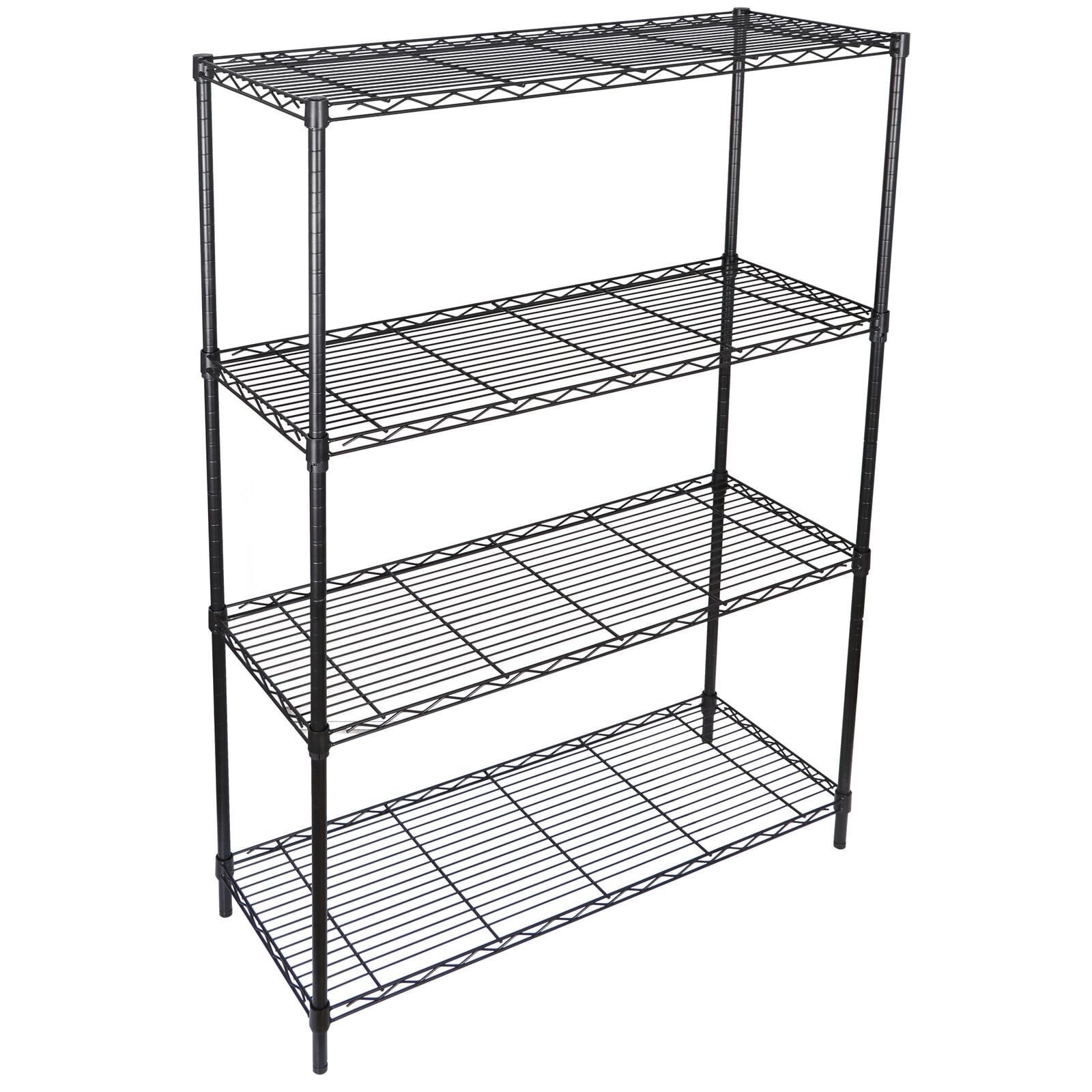 Black Adjustable Heavy Duty 4-Shelf Steel Storage Rack