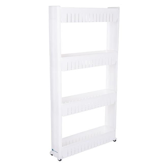 White 4-Tier Plastic Rolling Storage Cart for Kids