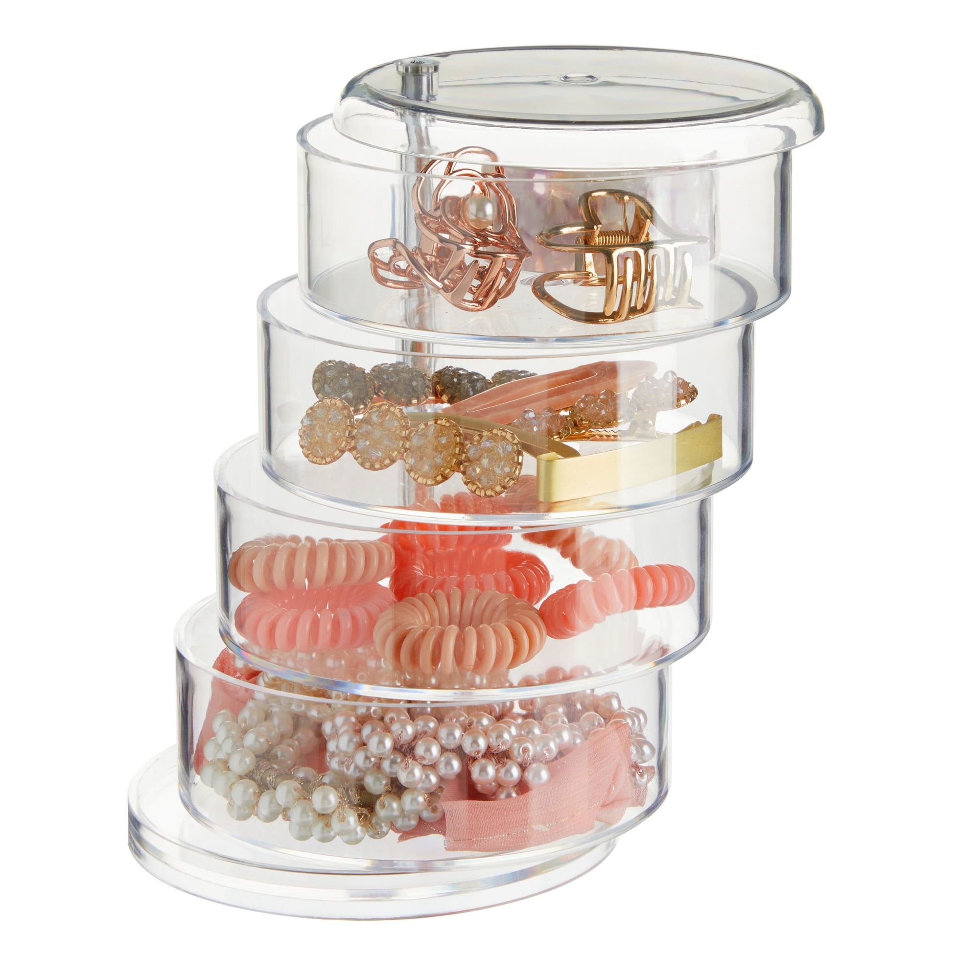 Clear 4-Tier Stackable Hair Accessories Organizer