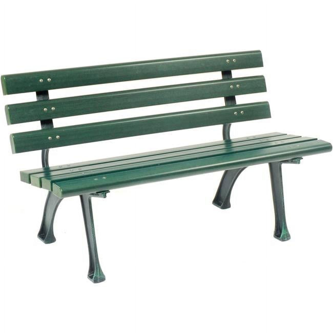 4-Foot Green Recycled Plastic Park Bench with Backrest